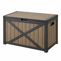 Garten Aufbewahrungsbox 120 x 60 x 63 cm Kunststoff in Holzoptik Anthrazit wetterbeständig