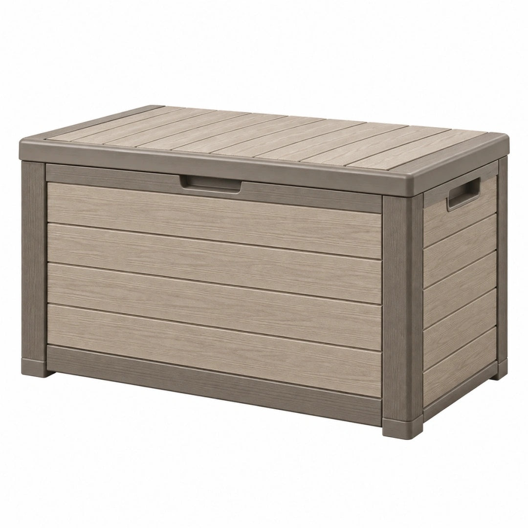 Garten-Aufbewahrungsbox 120 x 60 x 60 cm Kunststoff Taupe mit Deckel