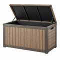 Garten-Aufbewahrungsbox 120 x 60 x 65 cm Aluminium/Kunststoff Braun/Anthrazit mit Klappdeckel