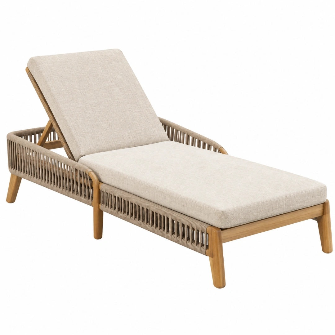 Gartenliege 200 x 75 x 85 cm Holz Beige verstellbar
