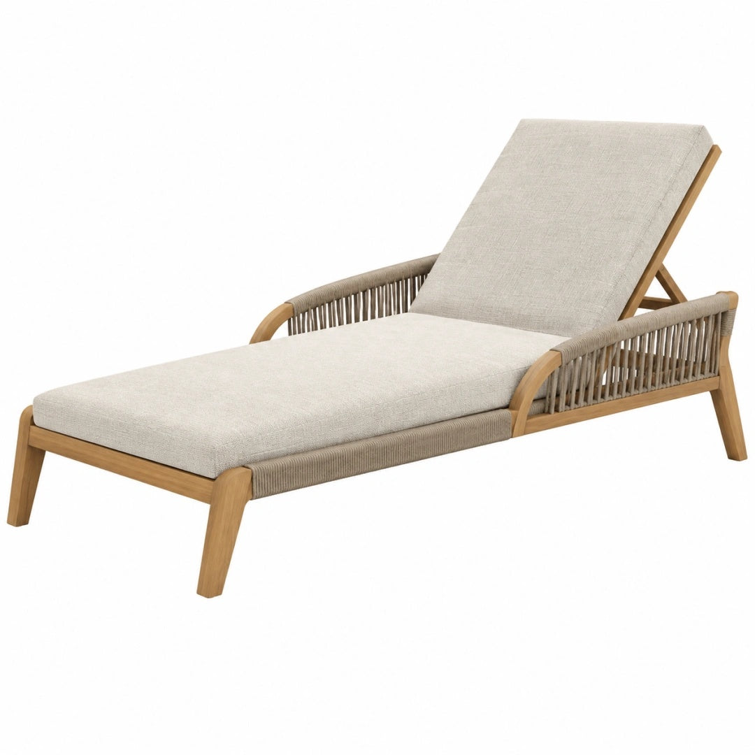Gartenliege 200 x 75 x 88 cm Holz Beige mit verstellbarer Rückenlehne