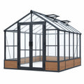 Gewächshaus 240 x 190 x 240 cm Aluminium Schwarz Transparent mit Doppeltür und Dachfenstern