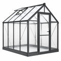 Gewächshaus 190 x 190 x 195 cm Aluminium Anthrazit mit Polycarbonatplatten Satteldach