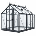 Gewächshaus 240 x 190 x 230 cm Aluminium Schwarz mit Polycarbonatplatten und Dachfenstern