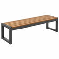 Gartenbank 180 x 35 x 45 cm Holz Metall Braun Schwarz mit Lattenfläche