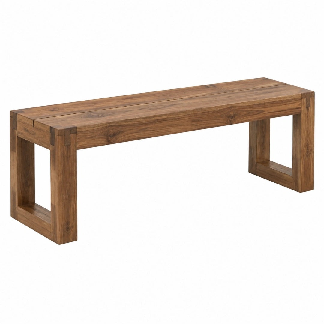 Sitzbank 180 x 40 x 45 cm Massivholz Braun im Landhausstil