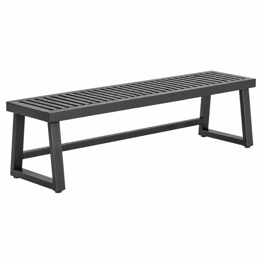 Gartenbank 120 x 35 x 45 cm aus Metall Schwarz mit Lattenfläche