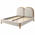 Polsterbett 180 x 200 cm Beige mit Holzrahmen und Lattenrost im modernen Stil