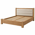 Doppelbett 160 x 200 cm Holz Natur mit gepolstertem Kopfteil und Lattenrost modern