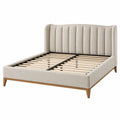 Polsterbett 180 x 200 cm beigefarbener Stoffbezug mit Lattenrost skandinavischer Stil