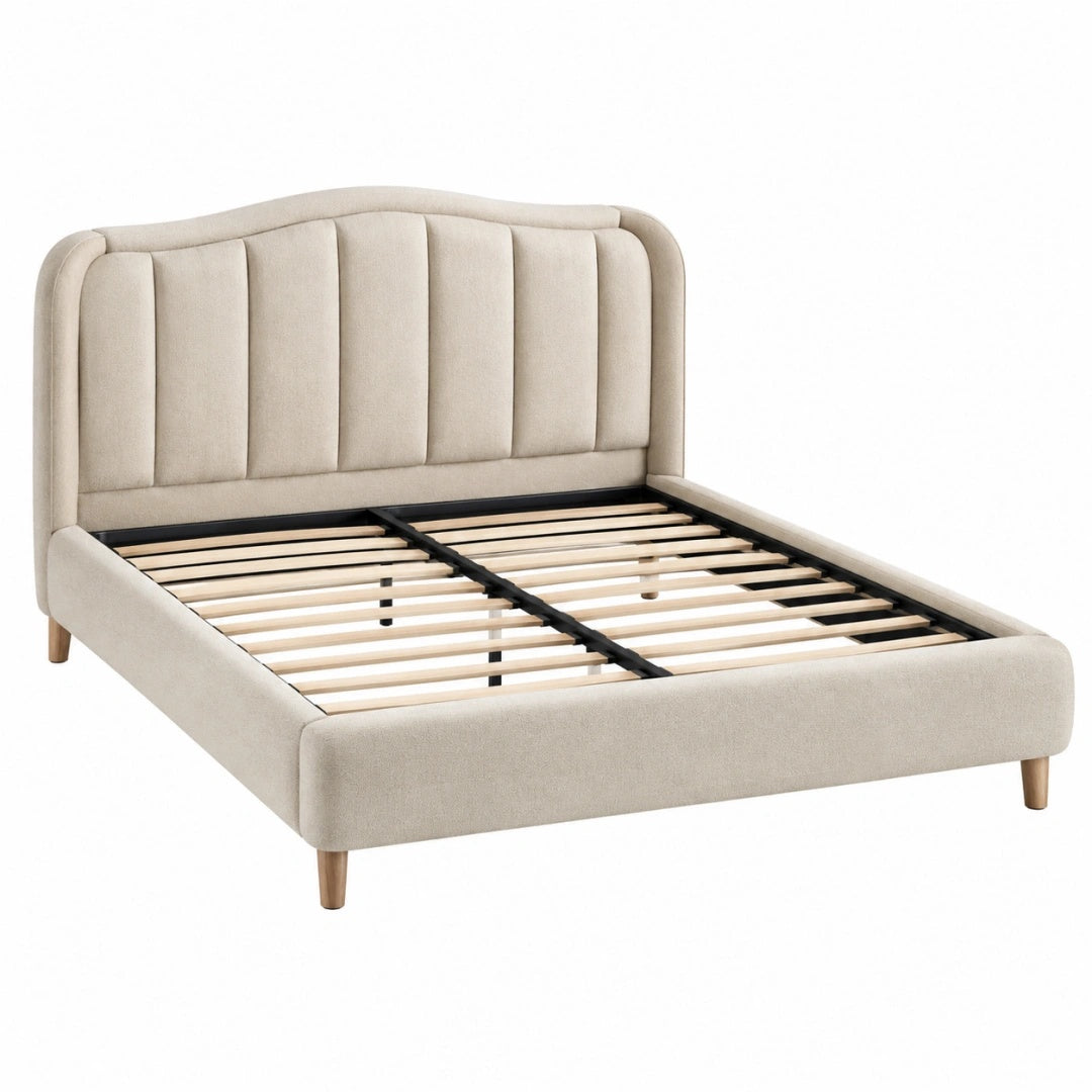 Polsterbett 160 x 200 cm Beige Stoffbezug mit Lattenrost Modern