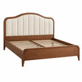 Polsterbett 160 x 200 cm Holz Walnuss Creme mit Lattenrost klassisch