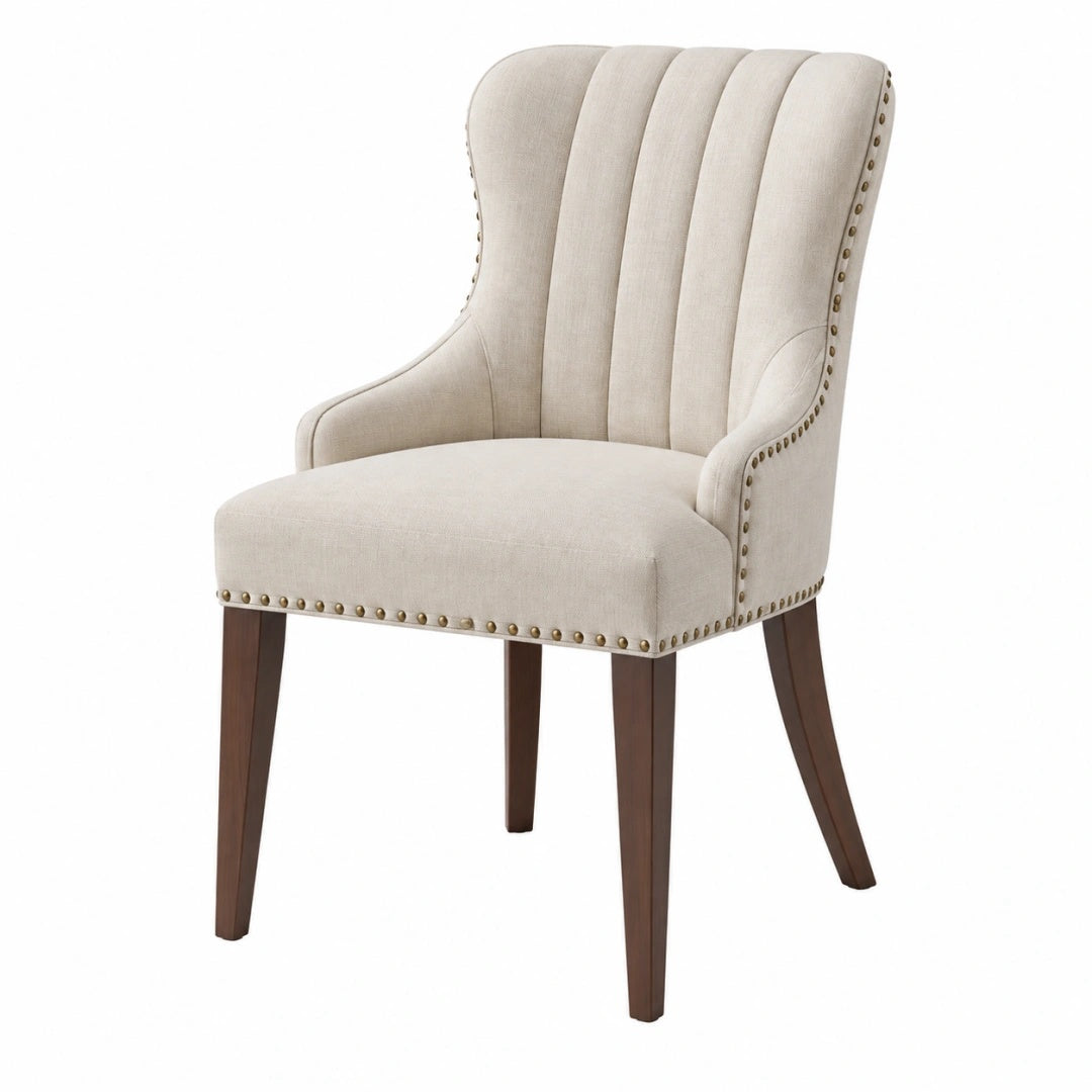 Polsterstuhl 62 x 68 x 104 cm Creme Stoff Holzbeine klassischer Stil