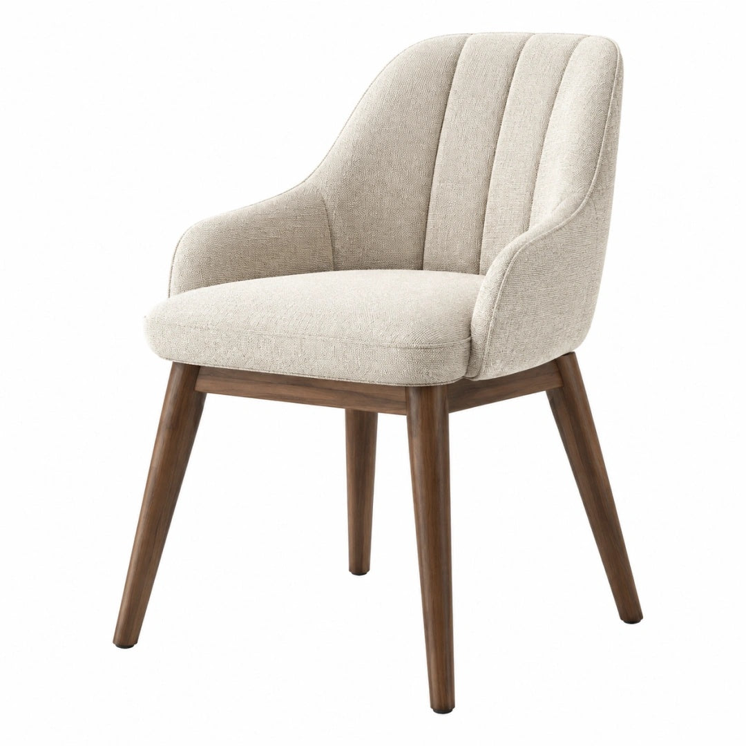 Esszimmerstuhl 60 x 64 x 86 cm in Beige mit Textilbezug und Holzgestell gepolstert