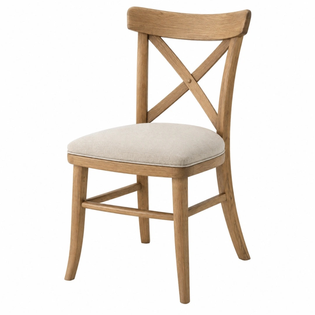Esszimmerstuhl 45 x 52 x 90 cm Holz Naturbeige mit gepolsterter Sitzfläche im Landhausstil