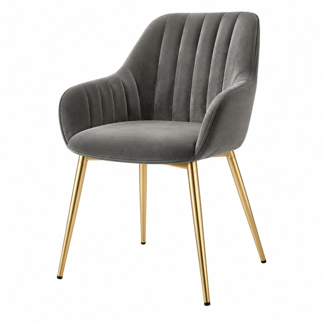 Esszimmerstuhl 58 x 62 x 84 cm Samt Grau Gold Metallbeine gepolstert
